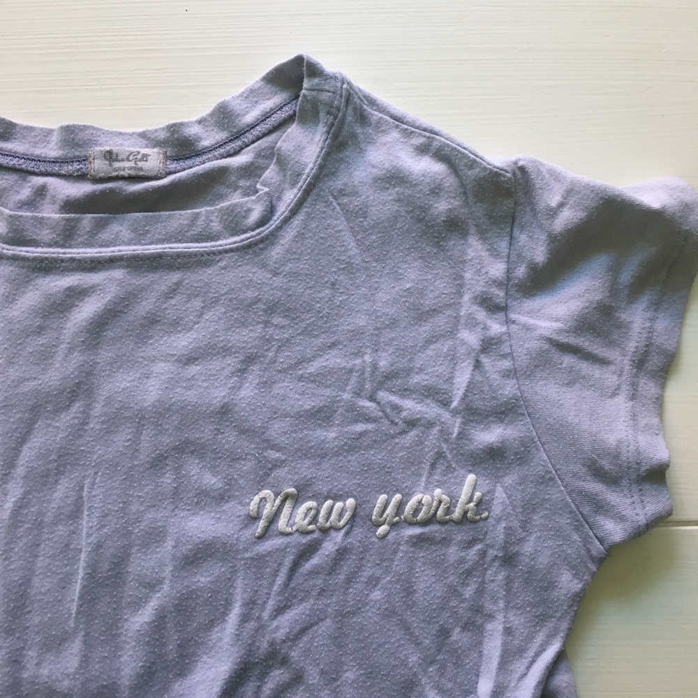 Light Blue John Galt New York Cropped T-Shirt